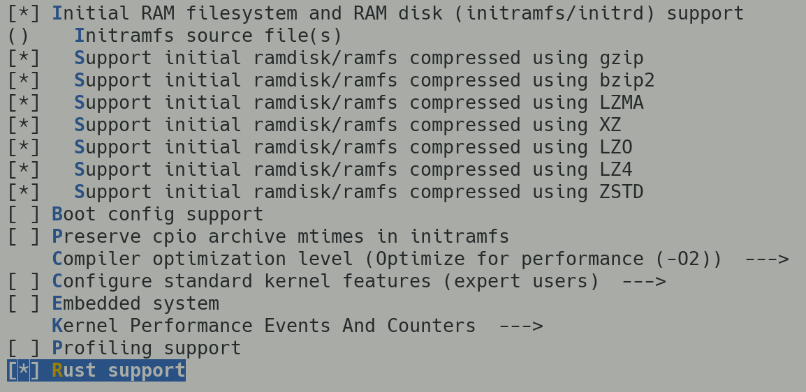 General Setup -> Rust Support